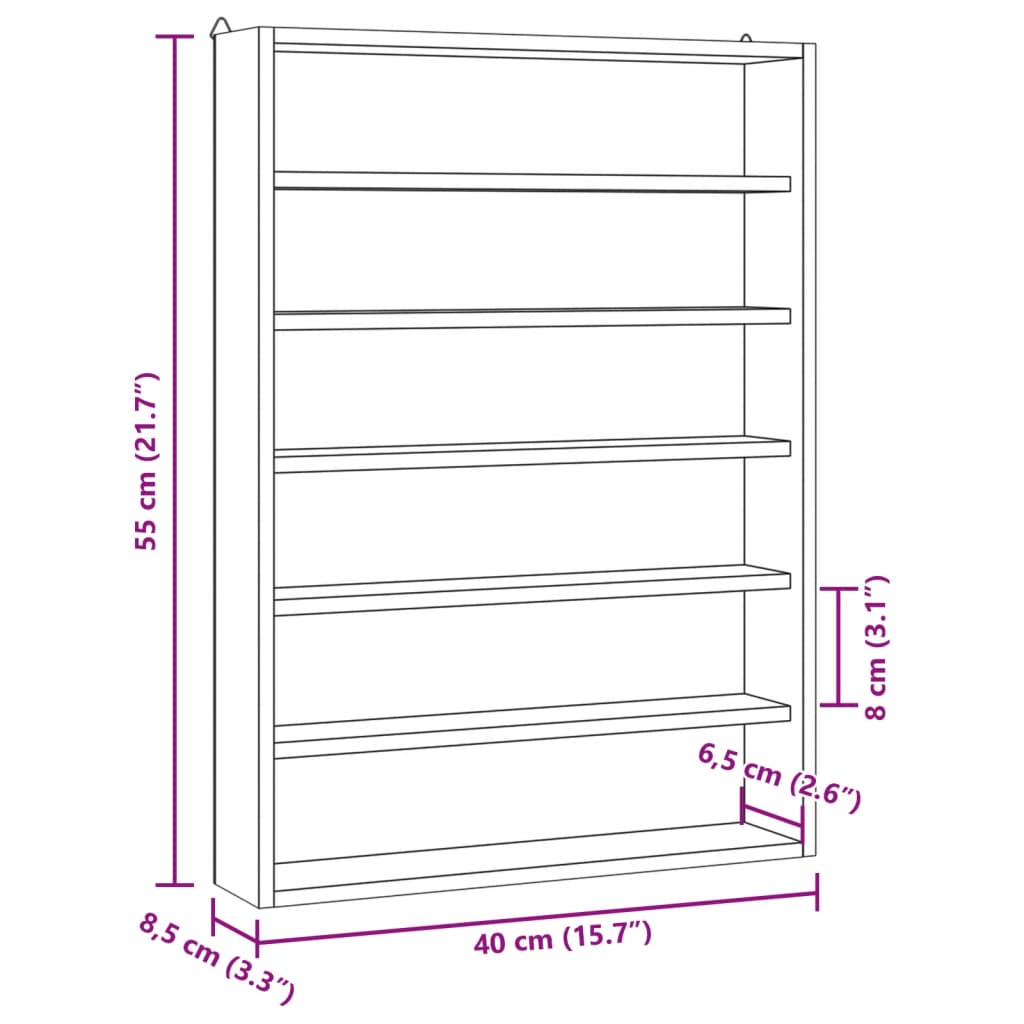 vidaXL Hängevitrine mit 6 Fächern 40x8,5x55 cm