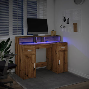 vidaXL LED-Schreibtisch Artisan-Eiche 120x55x91 cm Holzwerkstoff