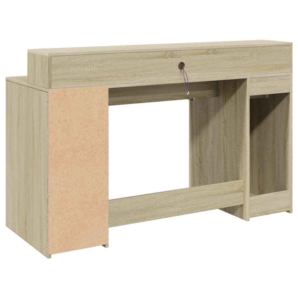 LED-Schreibtisch Sonoma-Eiche 140x55x91 cm Holzwerkstoff VIDAXL