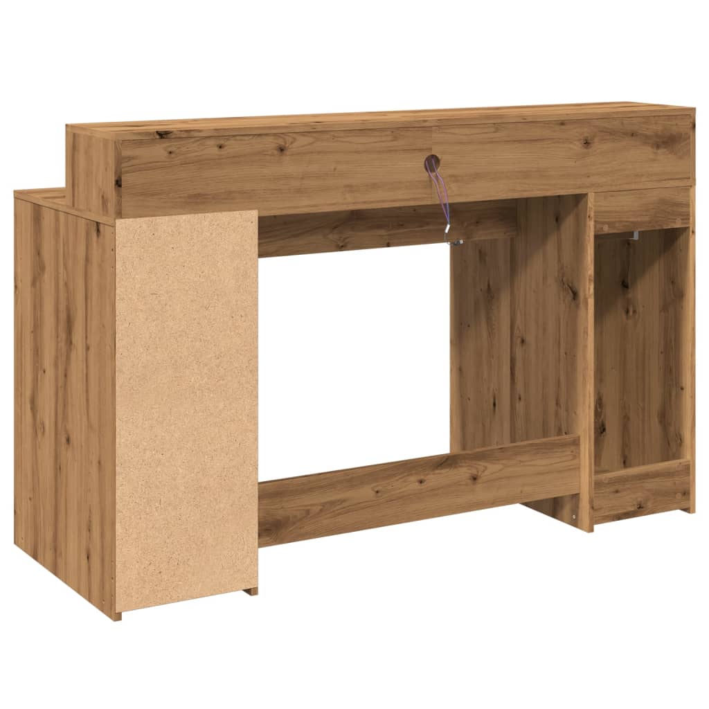 vidaXL LED-Schreibtisch Artisan-Eiche 140x55x91 Holzwerkstoff