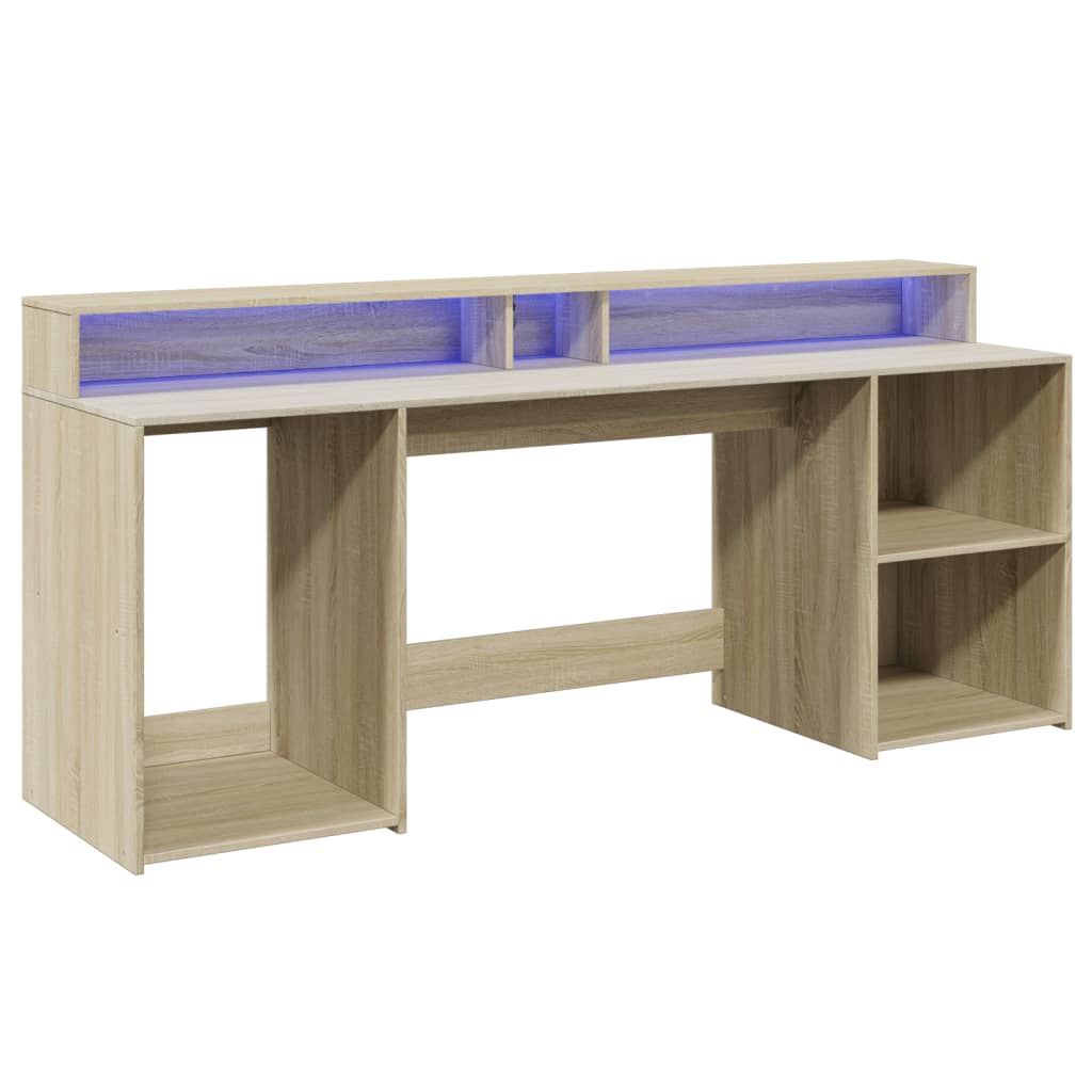 vidaXL LED-Schreibtisch Sonoma-Eiche 200x55x91 cm Holzwerkstoff