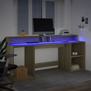 vidaXL LED-Schreibtisch Sonoma-Eiche 200x55x91 cm Holzwerkstoff