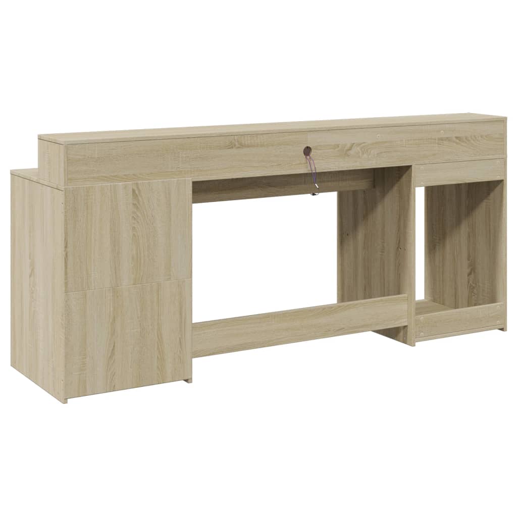 vidaXL LED-Schreibtisch Sonoma-Eiche 200x55x91 cm Holzwerkstoff