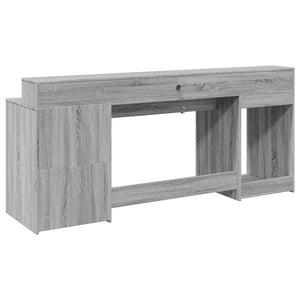 vidaXL LED-Schreibtisch Grau Sonoma 200x55x91 cm Holzwerkstoff