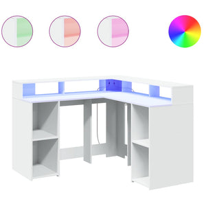 vidaXL LED-Schreibtisch Weiß 130x130x91 cm Holzwerkstoff