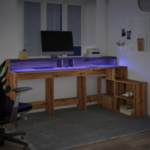 vidaXL LED-Schreibtisch Artisan-Eiche 200x104x91 Holzwerkstoff