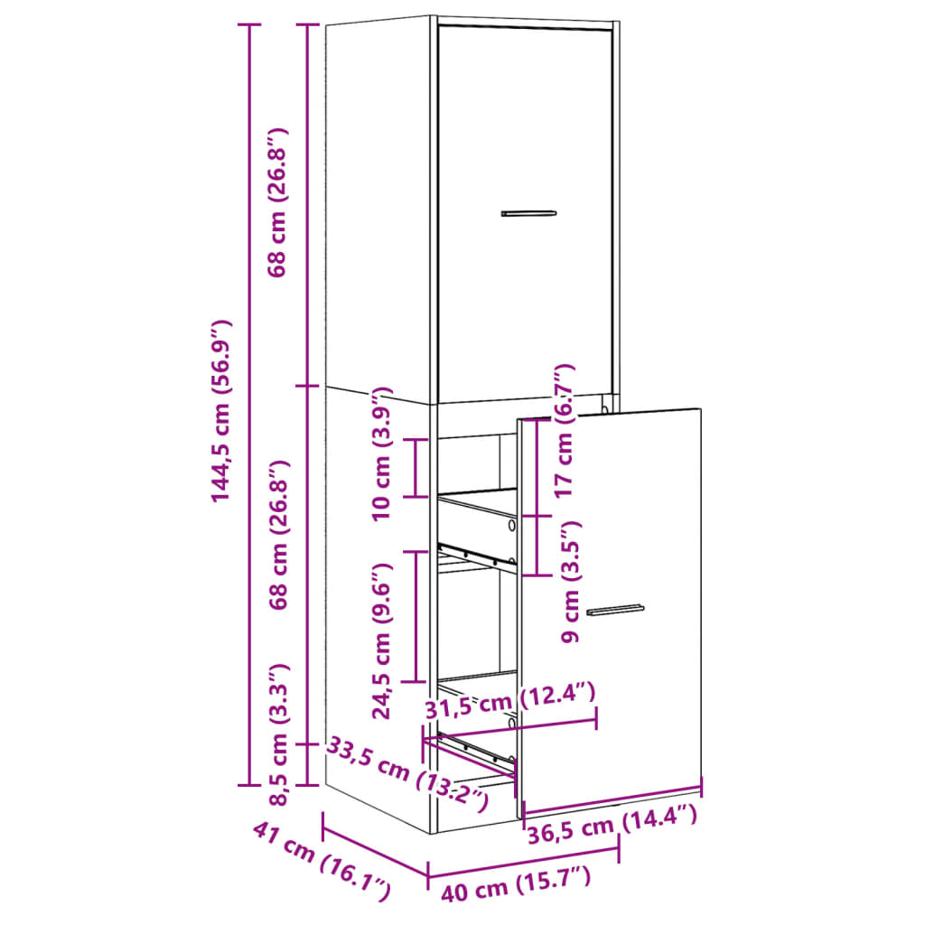 vidaXL Apothekerschrank Weiß 40x41x144,5 cm Holzwerkstoff