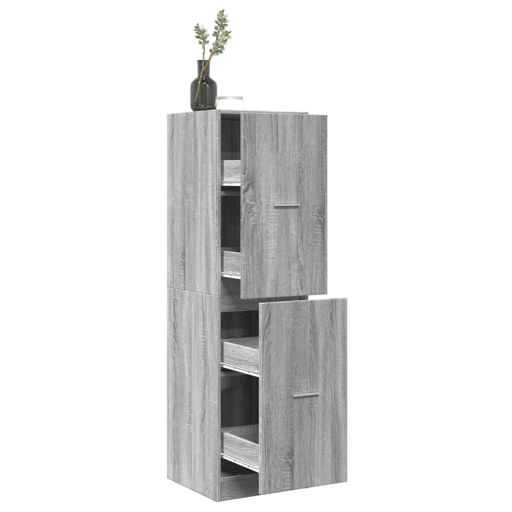 vidaXL Apothekerschrank Grau Sonoma 40x41x144,5 cm Holzwerkstoff