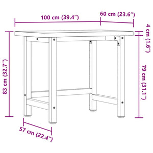 vidaXL Werkbank 100x(55-60)x83 cm Massivholz Buche