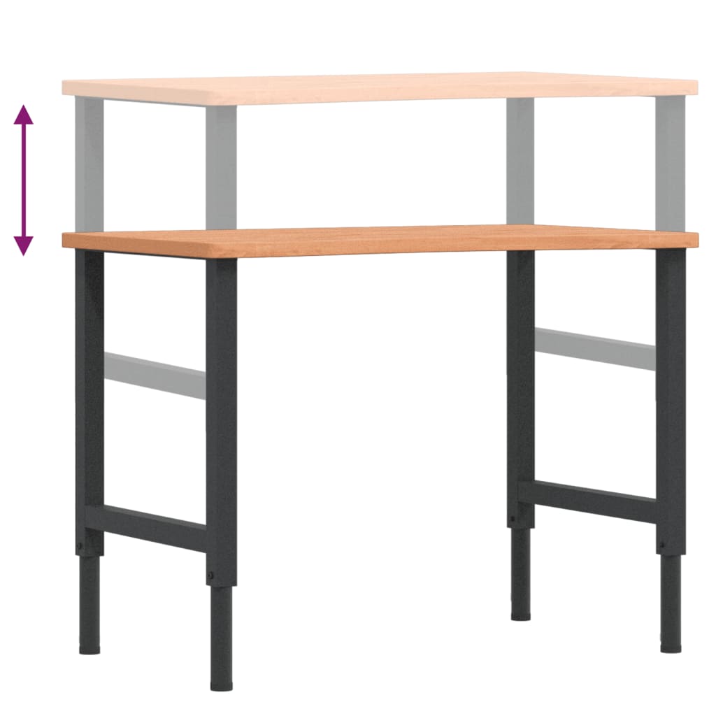 vidaXL Werkbank 100x(55-60)x(71,5-98) cm Massivholz Buche