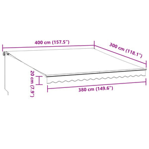 vidaXL Markise Manuell mit LEDs Weinrot 400x300 cm