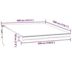 vidaXL Markise Automatisch mit LEDs Weinrot 400x300 cm