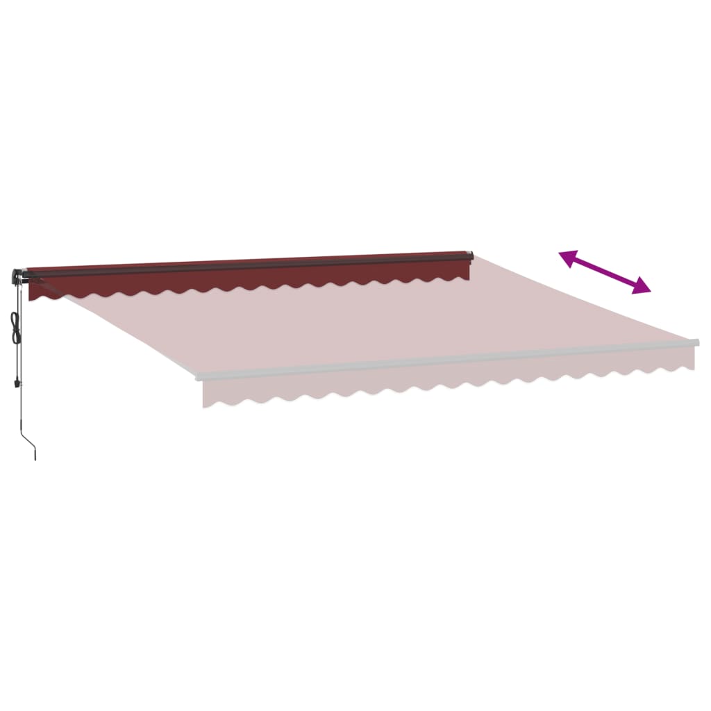 vidaXL Markise Automatisch mit LEDs Weinrot 450x300 cm