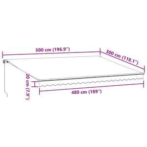 vidaXL Markise Manuell mit LEDs Weinrot 500x300 cm