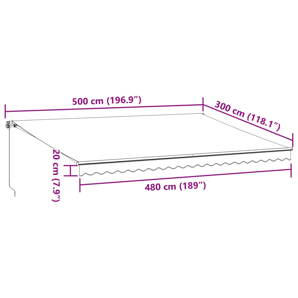 vidaXL Markise Manuell mit LEDs Braun 500x300 cm