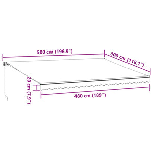 vidaXL Markise Manuell mit LEDs Braun 500x300 cm