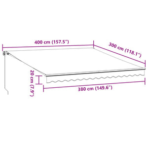 vidaXL Markise Manuell Anthrazit und Weiß 400x300 cm