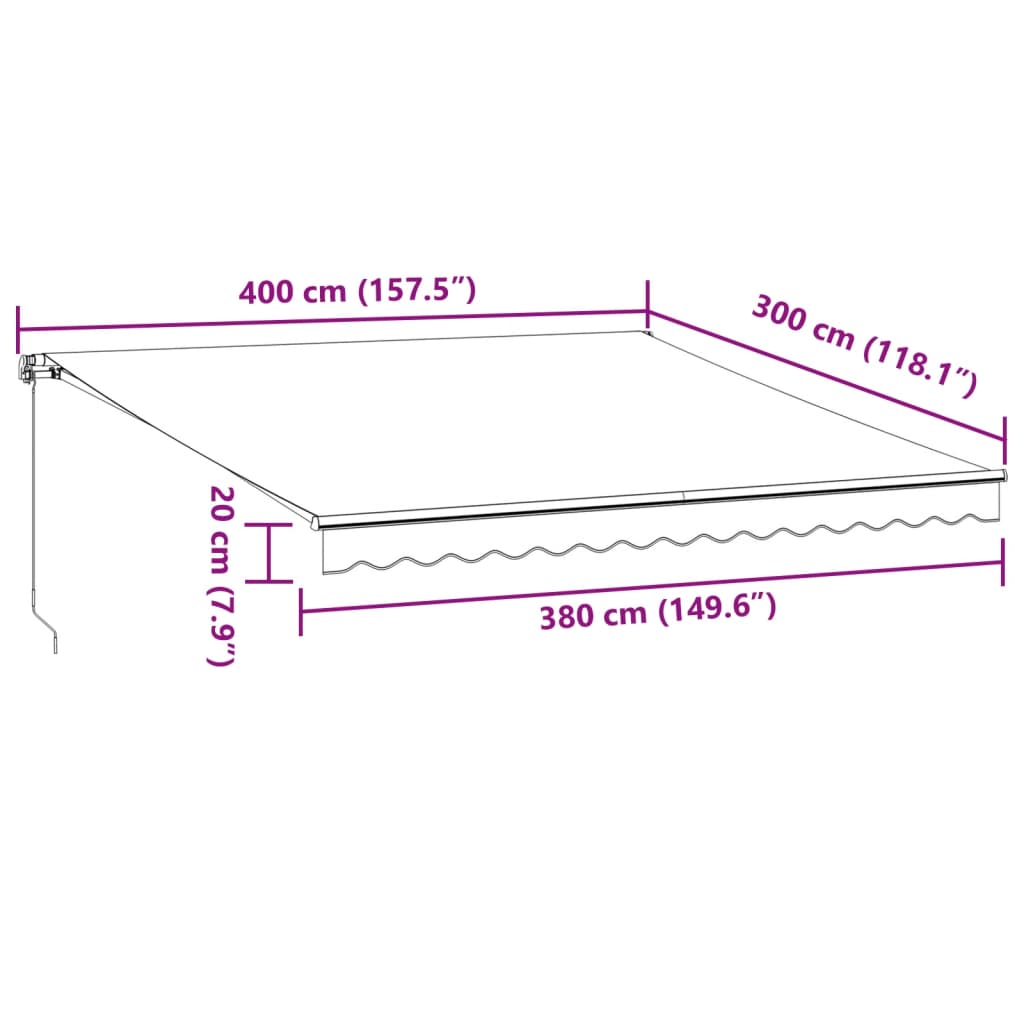 vidaXL Markise Manuell mit LEDs Anthrazit & Weiß 400x300 cm