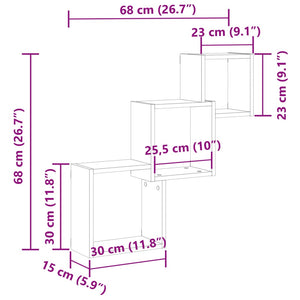 vidaXL Würfelregale Altholz-Optik 68x15x68 cm Holzwerkstoff