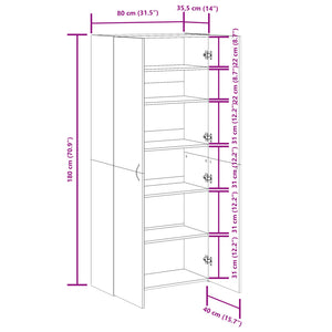 vidaXL Schuhschrank Altholz-Optik 80x35,5x180 cm Holzwerkstoff