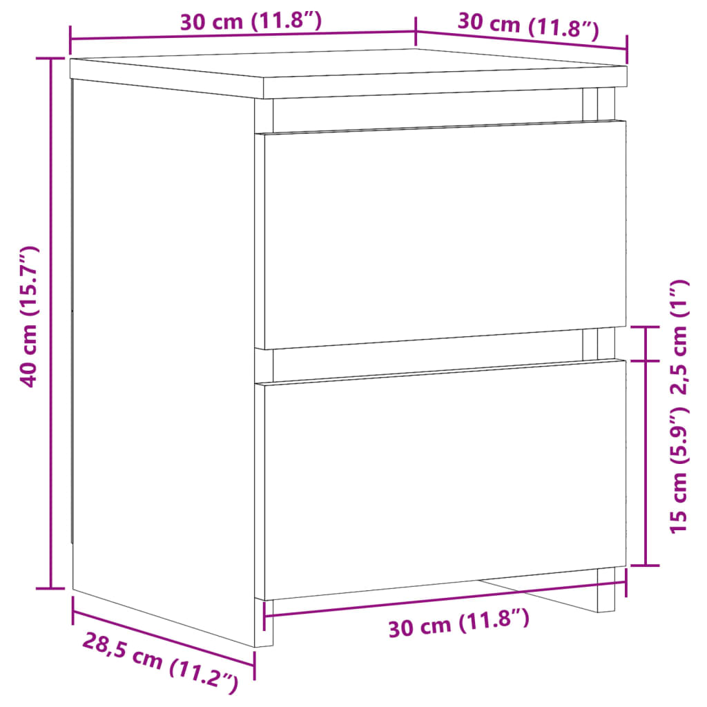 vidaXL Nachttisch Altholz-Optik 30×30×40 cm Holzwerkstoff