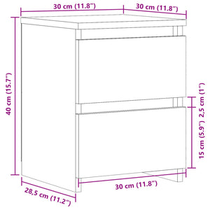 vidaXL Nachttische 2 Stk. Artisan-Eiche 30x30x40 cm Holzwerkstoff