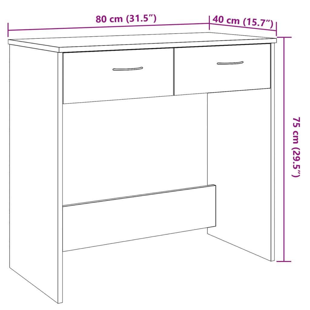 vidaXL Schreibtisch Artisan-Eiche 80x40x75 cm Holzwerkstoff