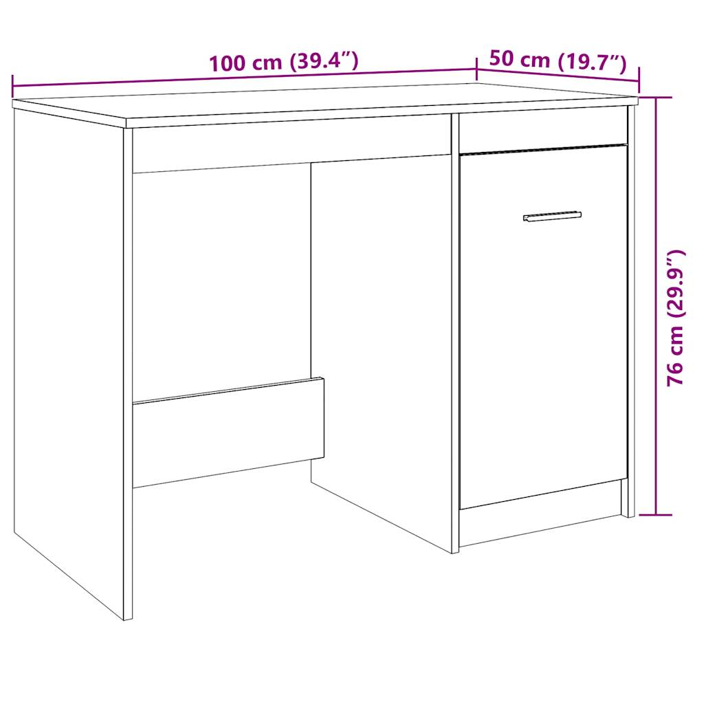 vidaXL Schreibtisch Altholz-Optik 100x50x76 cm Holzwerkstoff