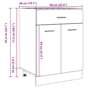 vidaXL Unterschrank Artisan-Eiche 60x46x81,5 cm Holzwerkstoff