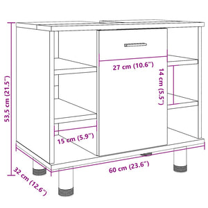 vidaXL Badezimmerschrank Sonoma-Eiche 60x32x53,5 cm Holzwerkstoff