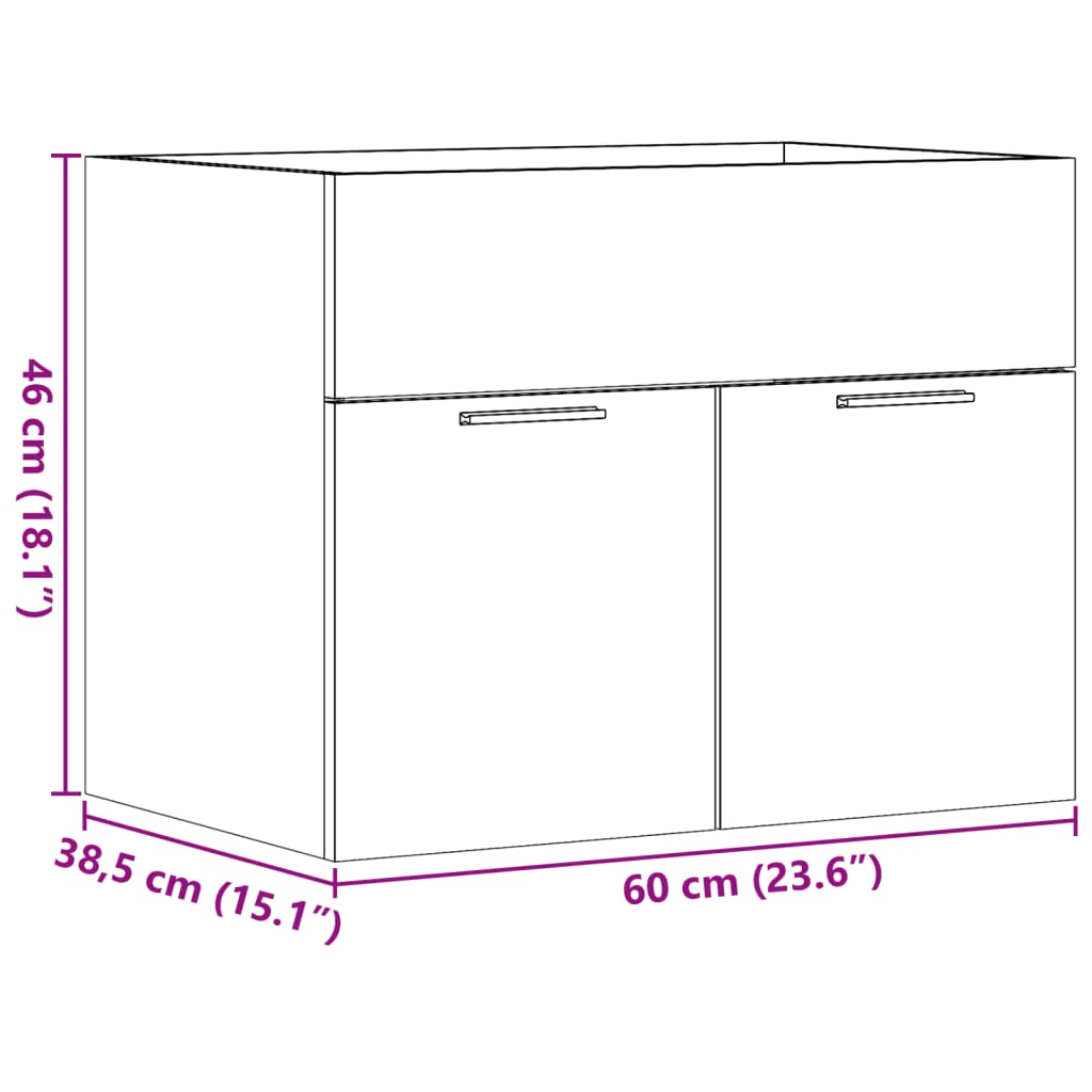 Waschbeckenunterschrank Sonoma-Eiche 60x38,5x46cm Holzwerkstoff VIDAXL