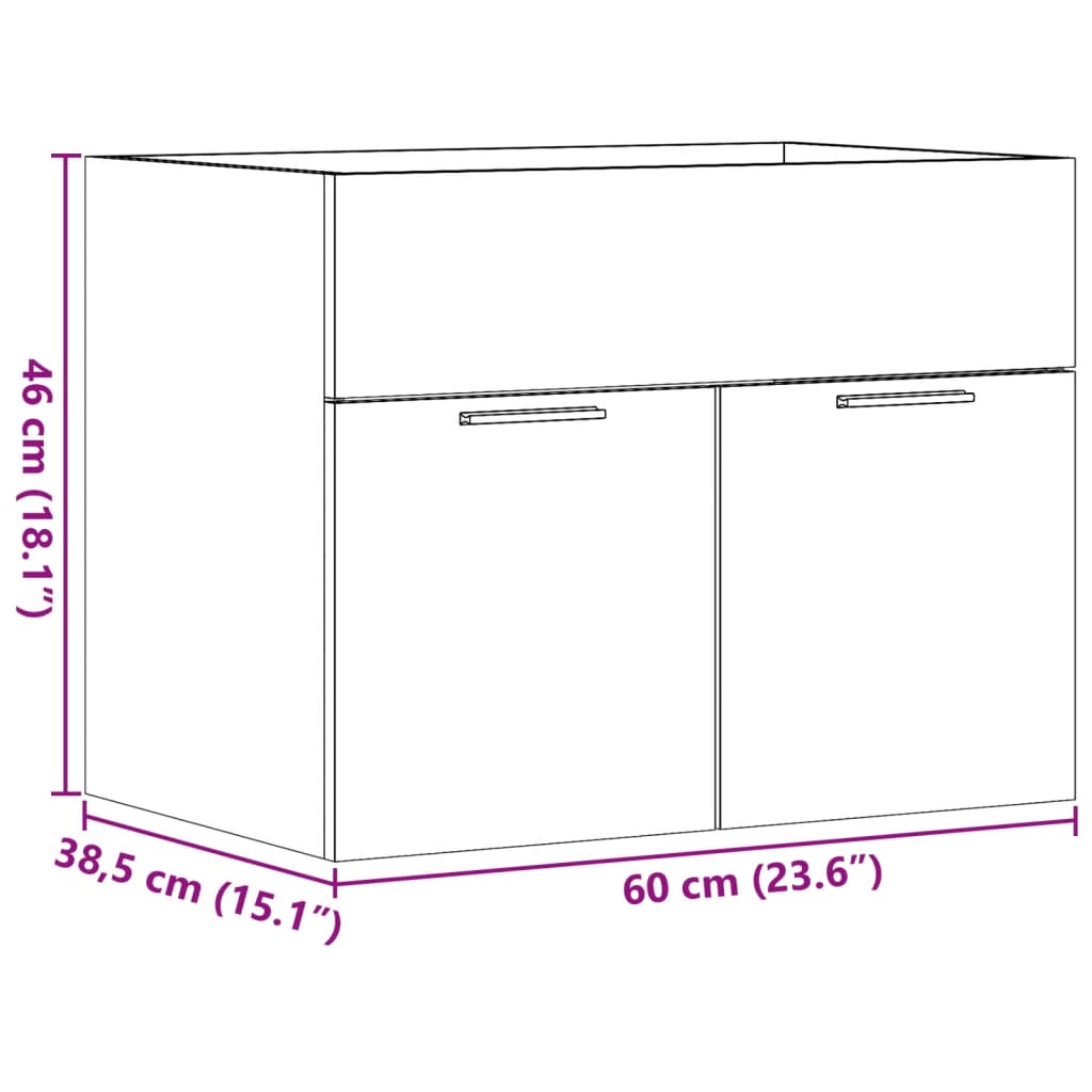 Waschbeckenunterschrank Betongrau 60x38,5x46 cm Holzwerkstoff VIDAXL