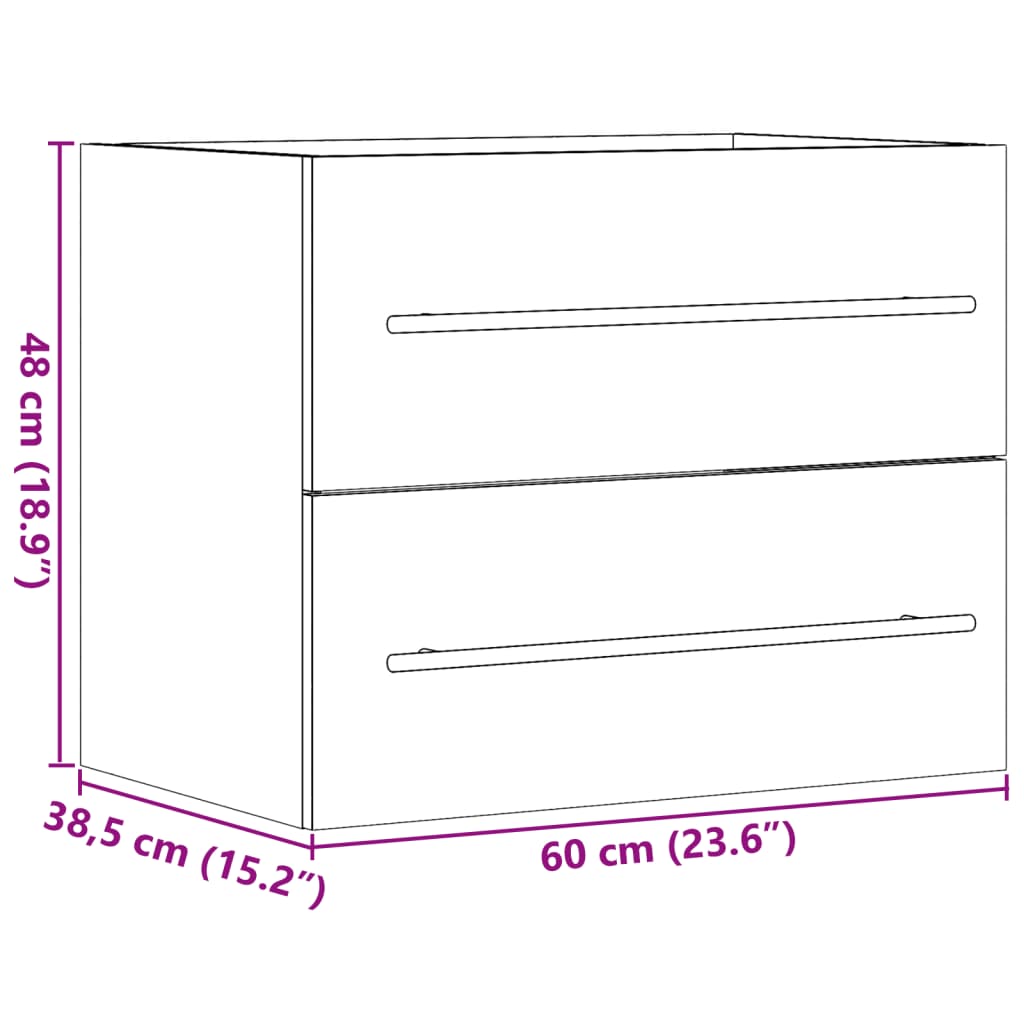 Waschbeckenunterschrank Betongrau 60x38,5x48 cm Holzwerkstoff VIDAXL