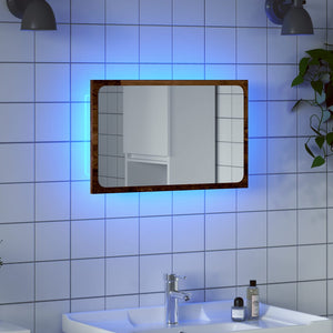 vidaXL Badspiegel mit LED-Leuchten Altholz-Optik 60x8,5x38 cm