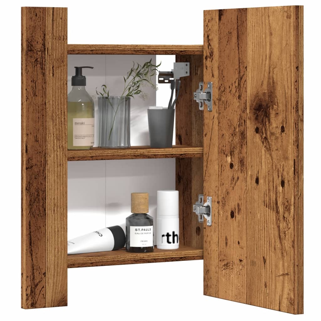 vidaXL LED-Spiegelschrank Altholz-Optik 40x12x45 cm Holzwerkstoff