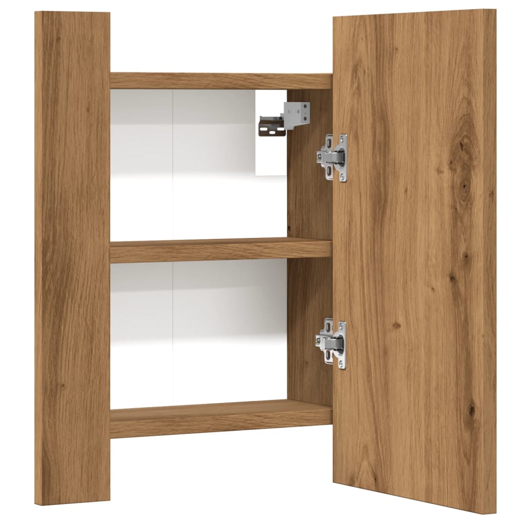 LED-Spiegelschrank Artisan-Eiche 40x12x45 cm Holzwerkstoff VIDAXL