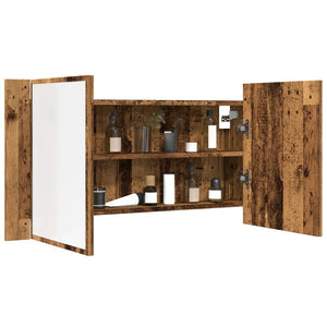 vidaXL LED-Spiegelschrank Altholz-Optik 90x12x45 cm Holzwerkstoff