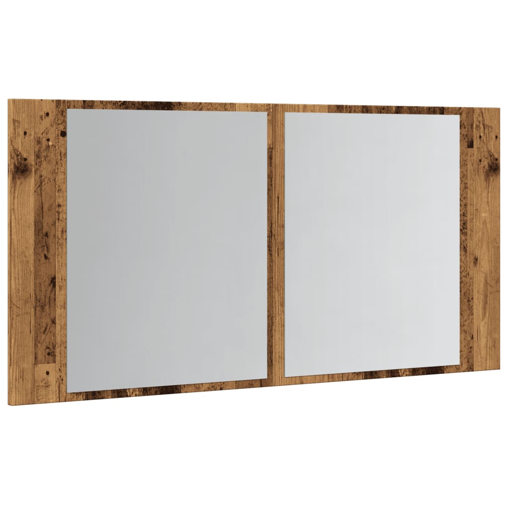 vidaXL LED-Spiegelschrank Altholz-Optik 90x12x45 cm Holzwerkstoff