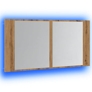 vidaXL LED-Spiegelschrank Artisan-Eiche 90x12x45 cm Holzwerkstoff