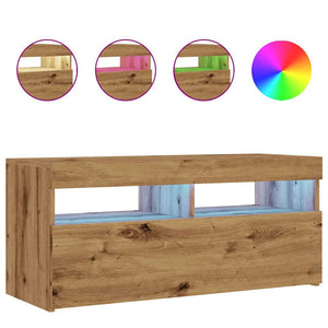 vidaXL TV-Schrank mit LED-Leuchten Artisan-Eiche 90x35x40 cm