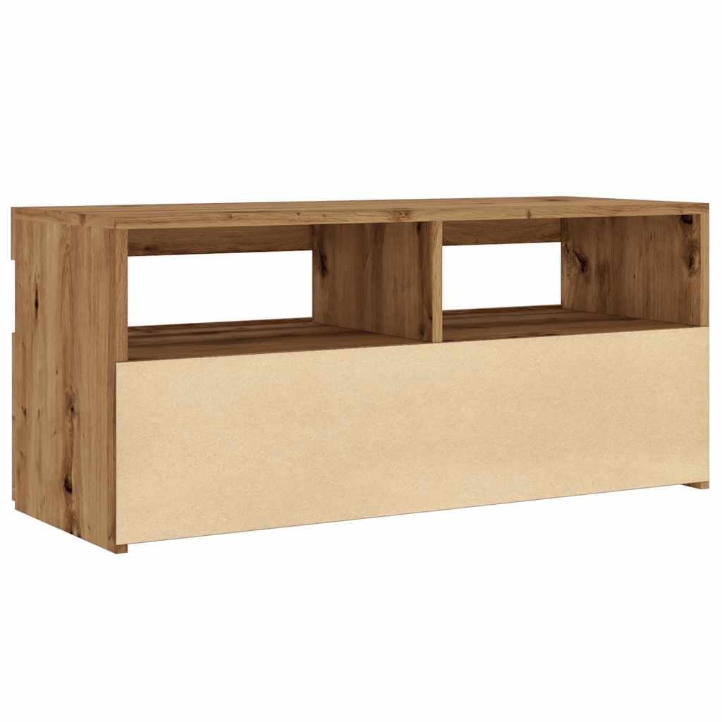 vidaXL TV-Schrank mit LED-Leuchten Artisan-Eiche 90x35x40 cm