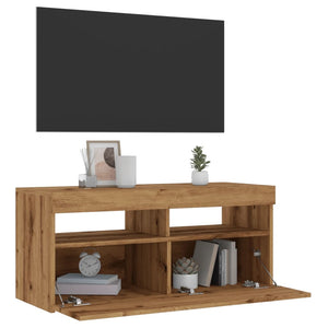 vidaXL TV-Schrank mit LED-Leuchten Artisan-Eiche 90x35x40 cm