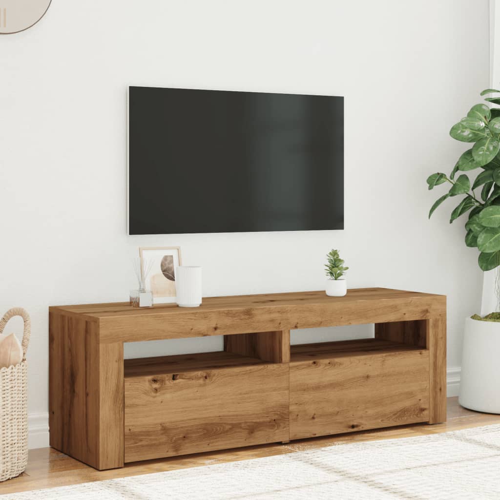 vidaXL TV-Schrank mit LED Artisan-Eiche 120x35x40 cm Holzwerkstoff