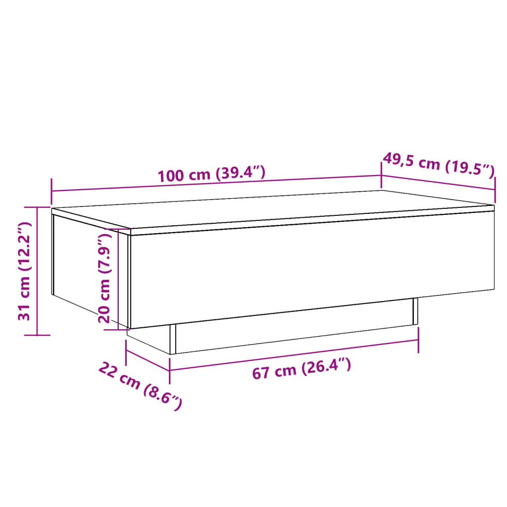 Couchtisch Artisan-Eiche 100x49,5x31 cm Holzwerkstoff