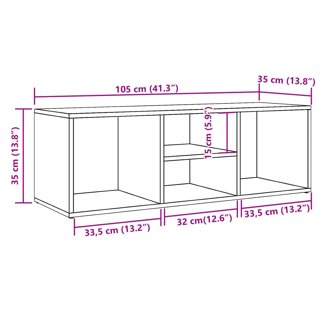 vidaXL Schuhbank Altholz-Optik 105x35x35 cm Holzwerkstoff