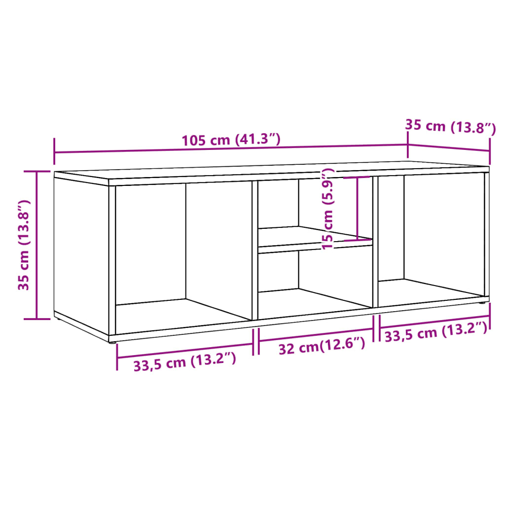 vidaXL Schuhbank Artisan-Eiche 105x35x35 cm Holzwerkstoff