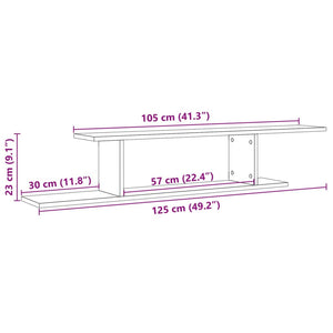 vidaXL TV-Wandregal Altholz-Optik 125x18x23 cm Holzwerkstoff