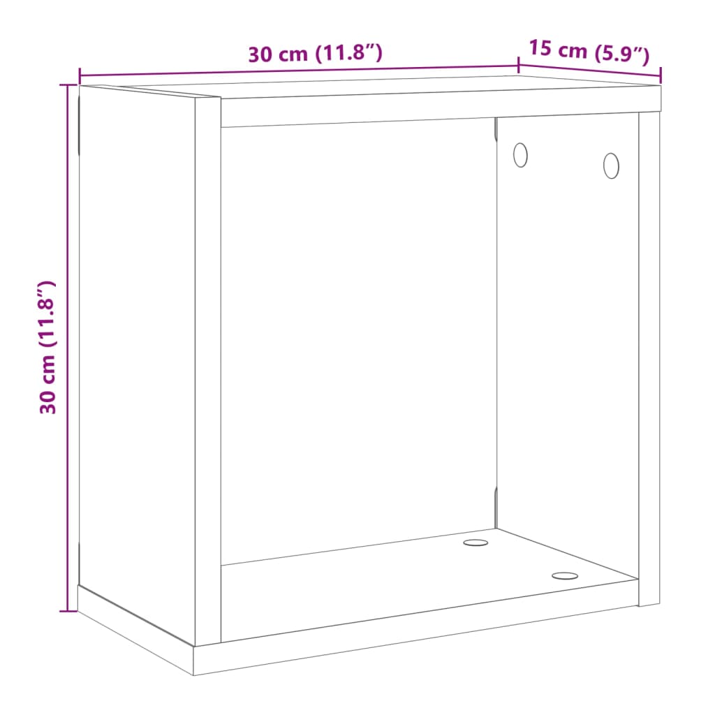 vidaXL Würfel-Wandregale 2 Stk. Altholz-Optik 30x15x30 Holzwerkstoff