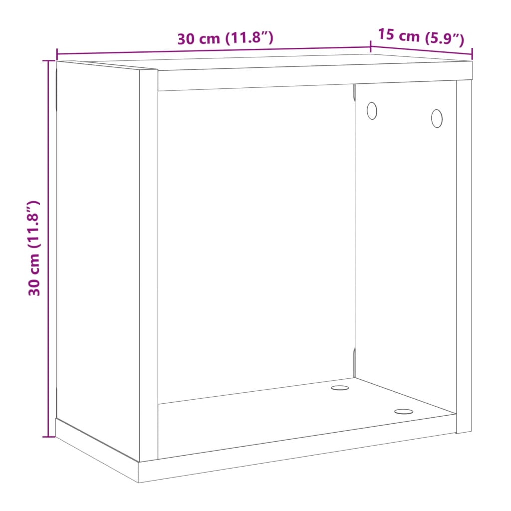 vidaXL Würfel-Wandregale 6 Stk. Altholz-Optik 30x15x30 Holzwerkstoff