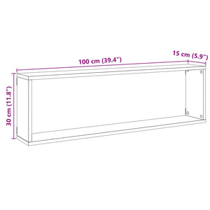 vidaXL Würfel-Wandregale 2 Stk. Altholz-Optik 100x15x30 Holzwerkstoff